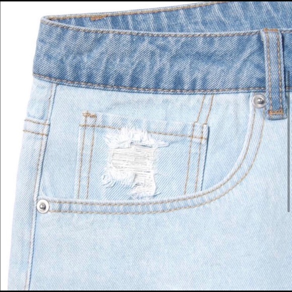 HOST PICK!! Denim Distressed Colorblock Shorts - Picture 6 of 7